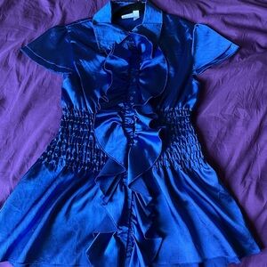 Piper Blue Satin Jacket - Royal Blue